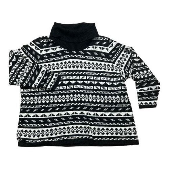 Lane Bryant Plus Size 22/24 Black White Acrylic Pullover Sweater Turtleneck Knit - Picture 3 of 12
